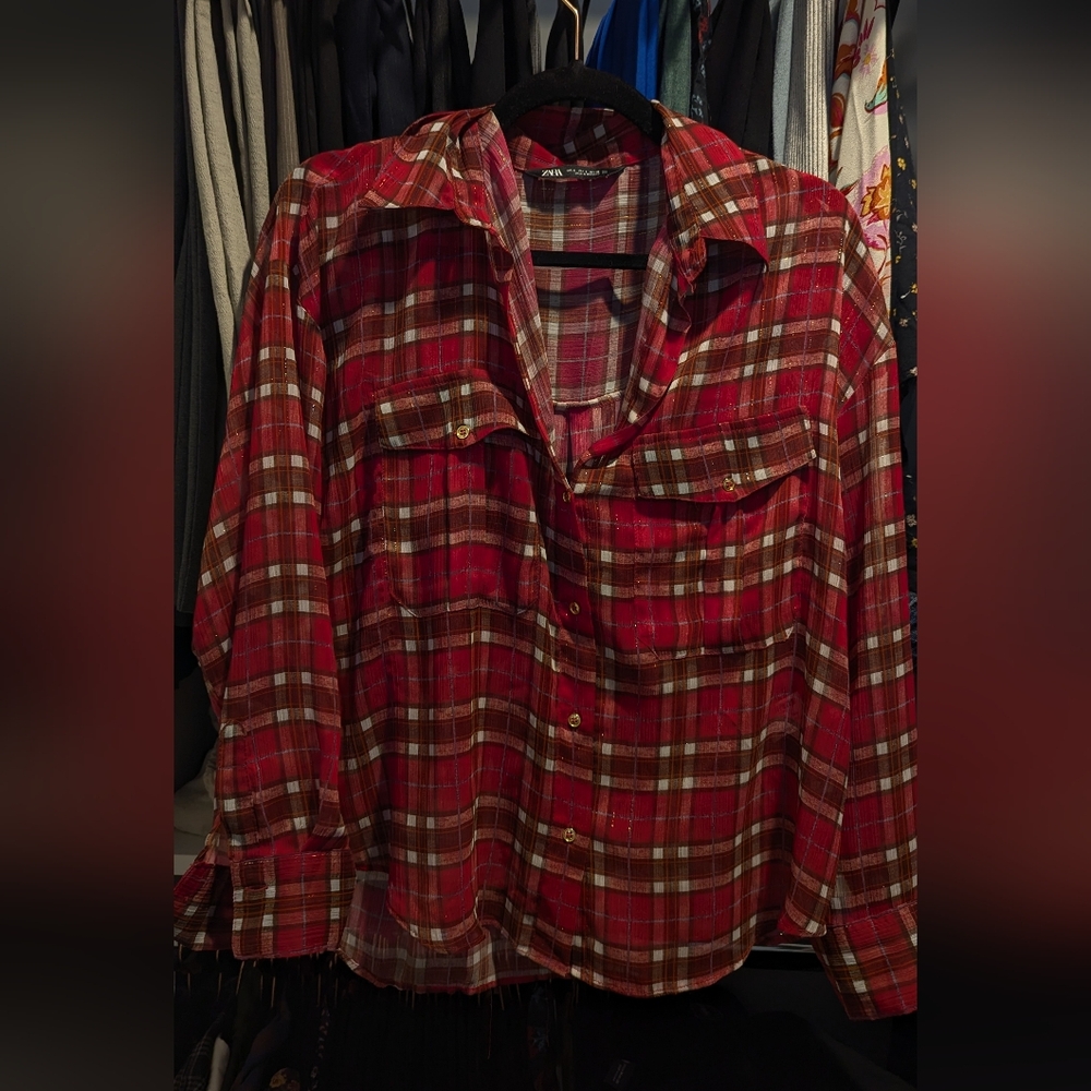 Zara Red Plaid Shirt
